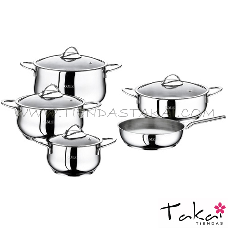 Juego de ollas acero inox 9pzas.